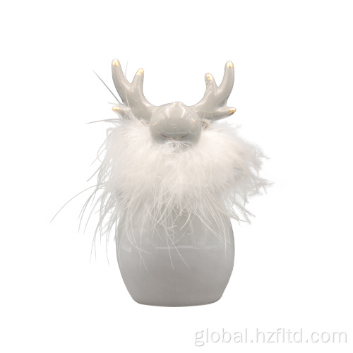 China White Ceramic Deer Decoration for Christmas Manufactory